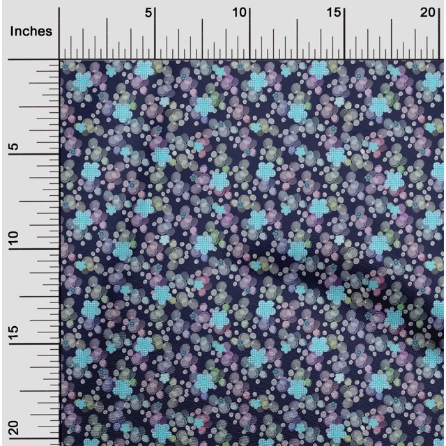 oneOone Viscose Chiffon Fabric Dot & Flower Floral Decor Fabric Printed BTY 42 Inch Wide