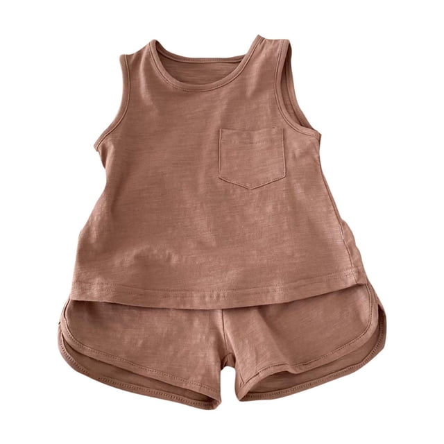 Birdeem Ensemble Débardeur Décontracté Sans Manches pour Filles, Col Rond, Bretelles, Pantalon Court Ample