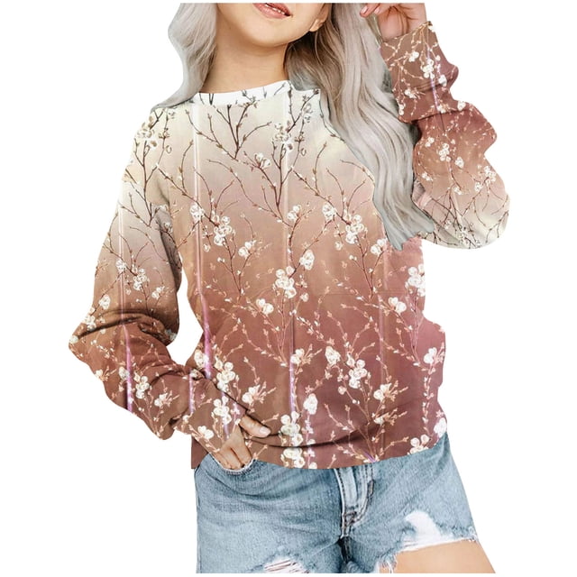 Birdeem Chandail en Molleton Surdimensionné à Col Rond pour Filles Mode Enfants Manches Longues Chandail 1-12 Ans