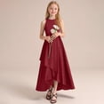 thumbnail image 2 of Robe Fille Robes Formelles Robe de Soirée Récital Performance Concours Élégant Sans Manches Robes Bébé Fille Vin 13 Ans-14 Ans, 2 of 4