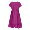 thumbnail image 4 of Offres jusqu'à 70 % de Rabais! Fashiopn Hauts d'Été pour Femmes 2024 Robes Grande Taille Manches Courtes Col en V Cordon Décontracté à Volants Robe Trapèze Courte Cadeau pour Femmes en Solde, 4 of 9