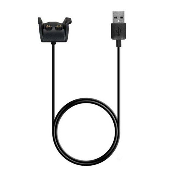 5V Smart Watch USB Charging Dock Cable Charger Cradle for Garmin Vivoactive HR, featuring a pin interface and USB connector. The black cable includes output short-circuit protection, overvoltage filtration, and fast charging capabilities. Suitable for Garmin Vivosmart HR and Approach X40 models.