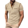 thumbnail image 1 of Mens Pullover Stand Collar Button Pocket Short Sleeve Top Sports Stand Collar Top/Shirt, 1 of 5