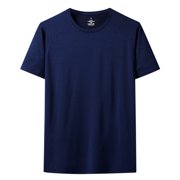 Ketyyh-chn99 T Chemises 2024 Été Mode Plage Chemise Tee Chemises pour hommes T-Shirt rond de cou haut bleu foncé pour homme,XL