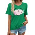 thumbnail image 1 of LUOGENLI T-shirts pour Femmes Mode Décontractée Chemises Imprimées Col Rond Manches Courtes Tee Tops Tunique Blouse 4TG T-shirts Graphiques Vêtements d'Été Vert m, 1 of 4