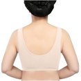 thumbnail image 4 of Wireless Comfortable Bra Women Solid Sleeveless Plus Size Lingerie Front Four Button Wide Strap Tank Bra V-Neck Full-Coverage Bra Feature Hook and Eye Closure Push-up Bra Style Y-70 , Beige XL, 4 of 4