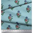 thumbnail image 2 of Soimoi Rayon Crepe Fabric Leaves & Floral Block Print Fabric by Yard 46 Inch Wide, 2 of 3