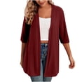 thumbnail image 1 of Timegard Cardigans for Women 1/2 Sleeve Open Front Lightweight Solid Color Casual Loose Jacket Tops, 1 of 7