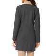 thumbnail image 3 of INSPIRE CHIC Women's Half Lapel Long Sleeves One Button Winter Mid-Length Overcoat L Deep Gray, 3 of 5