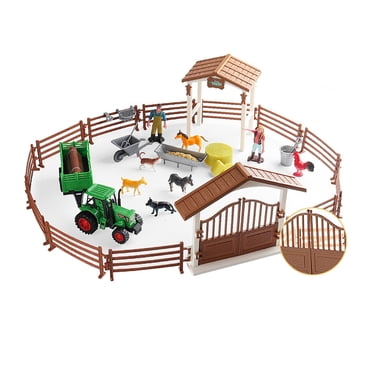 KLKCMS Barn Farm Animal Toy for Kids Farm Figures Fence for 3-12 Years Old Toddlers B