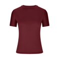 thumbnail image 3 of Meichang T-Shirts pour Femmes Coupe Ajustée Couche de Base T-Shirts Manches Courtes Col Rond T-Shirts Couleur Unie T-Shirts Basiques Confortables Légers Hauts d'Été, 3 of 5