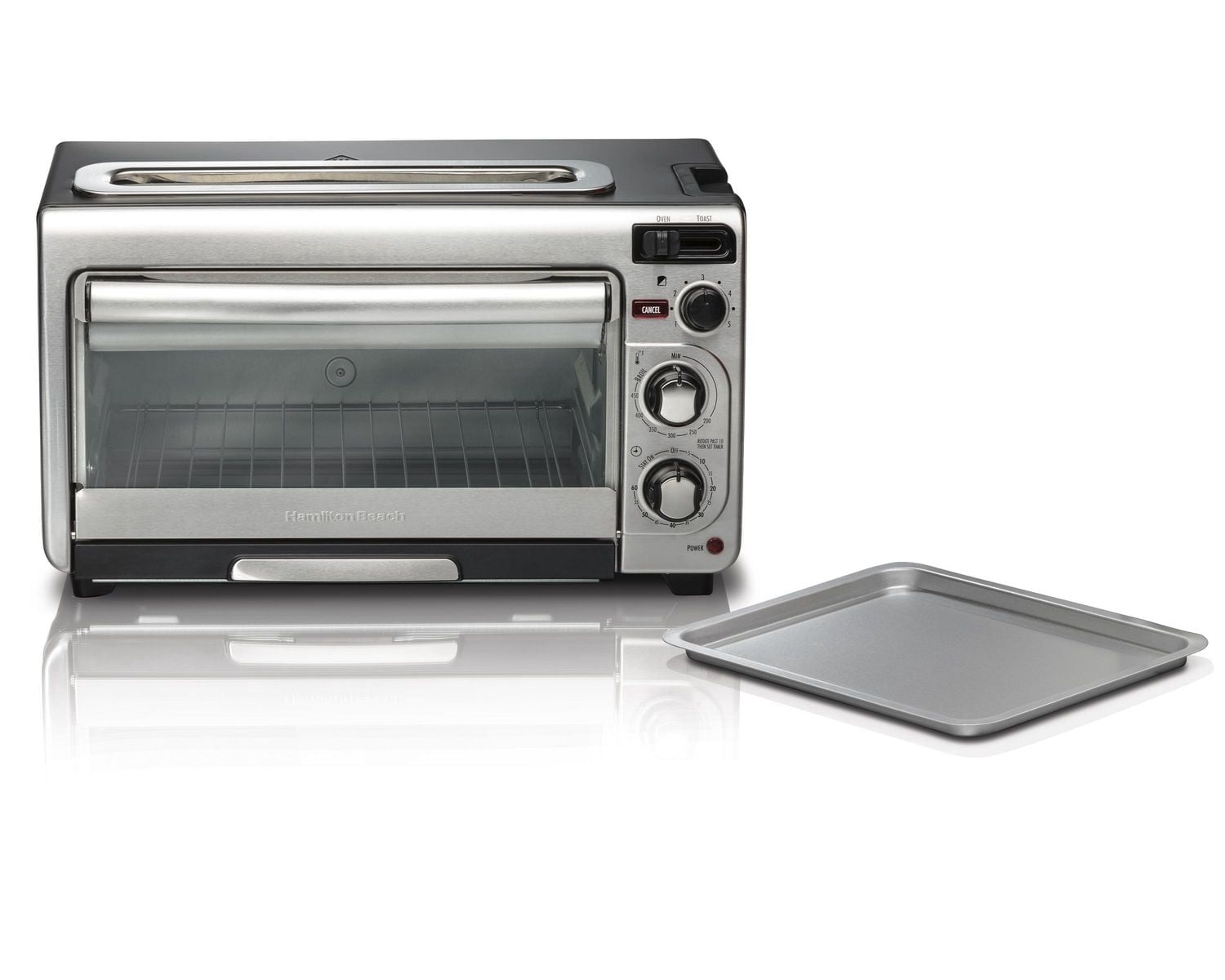 Hamilton Beach 2-in-1 Oven and Toaster, Stainless Steel, 1450 Watts, 1 Count, Model 31156C
