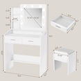 thumbnail image 3 of Zzistar Vanity Desk with Mirror and Lights, Makeup Vanity with Power Outlet, 3 Lighting Modes Adjustable Brightness, Small Vanity Table Set with 2 Drawers, Makeup Table for Bedroom, 3 of 8