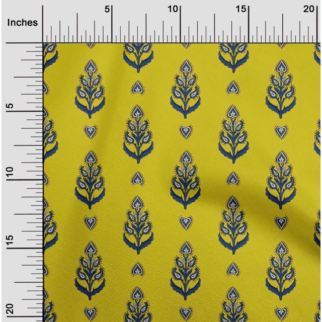 oneOone Tissu Polyester Lycra Feuilles & Paisley Imprimé Bloc 1 Yard 56 Pouces de Large