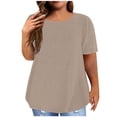 thumbnail image 1 of Yuyuzo Hauts Grande Taille pour Femmes T-Shirts à Manches Courtes à Col Rond T-Shirts de Couleur Unie T-Shirts Basiques Unis, 1 of 5