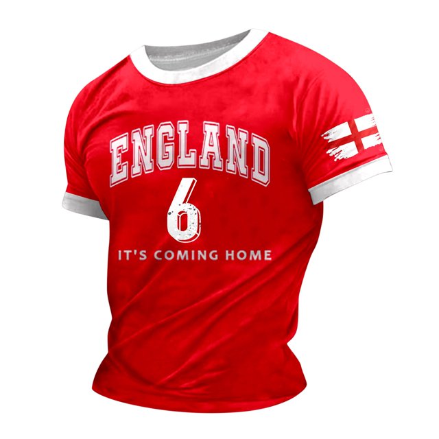 LUOGENLI T-shirts pour Homme pour Hommes T-Shirt Homme Imprimé Thème Angleterre T-Shirt Décontracté Col Rond T-Shirt Manches Courtes T-Shirt T-shirts pour Hommes T-shirts Graphiques Pâques Vin G
