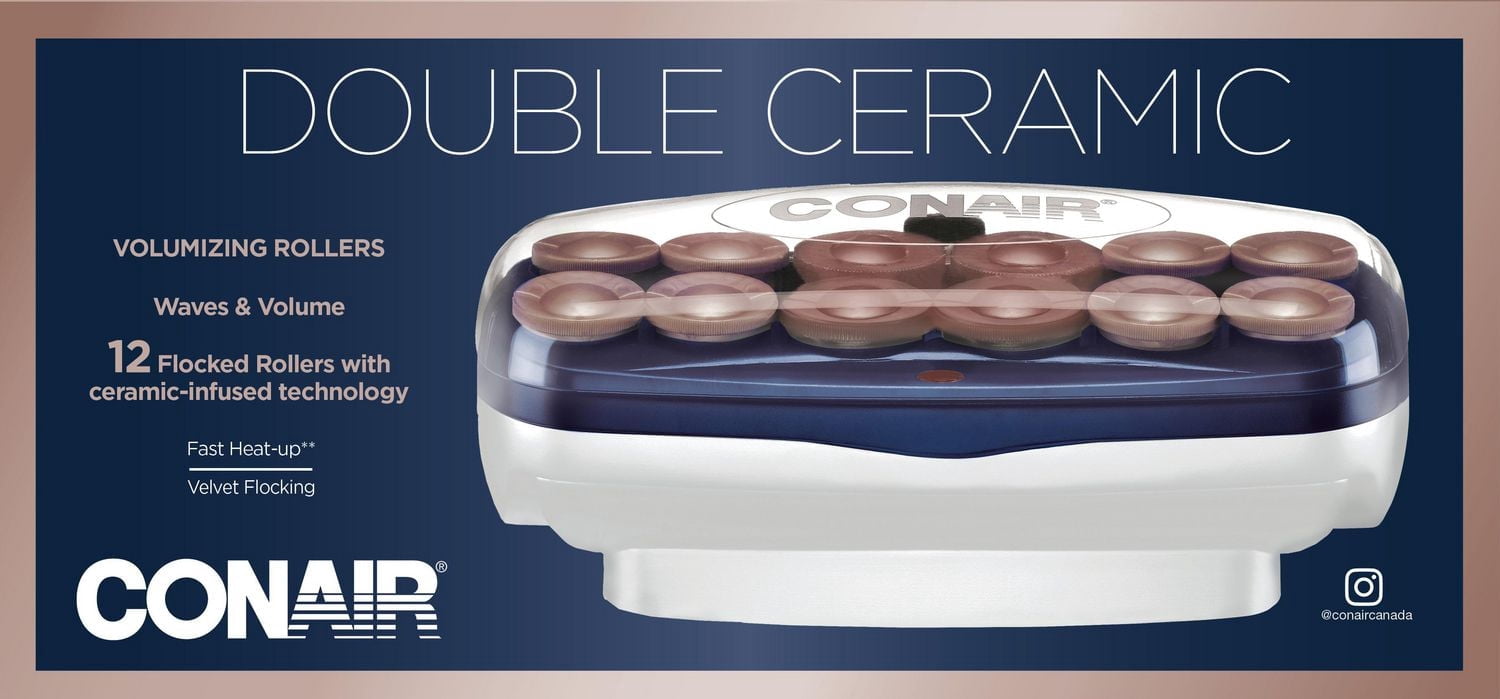 Conair Double Ceramic Volumizing Rollers, Jumbo & Super Jumbo Hot Rollers, 12 Pc