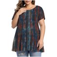 thumbnail image 2 of Ovzne Robes d'Été pour Femmes Robe de Plage pour Femmes Ample à Manches Courtes Style Rétro à la Mode Imprimée à Col Rond Robe Grande Taille Robe à Col Rond pour Femmes Robe de Vacances à Manches Courtes Imprimée, 2 of 6