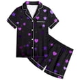 thumbnail image 2 of Little Boy Pajama Set Summer Button Down Solid Tops T Shirt Set Classic Loungewear Pjs for Girls Size 8-10 Years, 2 of 3