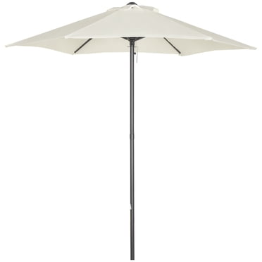 Outsunny Parasol de Patio 6,6 Pi, Parasol d'Extérieur avec 6 Baleines, Blanc Crème
