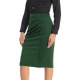 thumbnail image 4 of Unique Bargains Jupe Crayon Midi à Taille Haute Plissée devant pour Femme, Vert Foncé, 2TG, 4 of 6