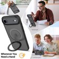 thumbnail image 2 of Asuwish Phone Case for iPhone 17 Air 6.5 inch Tempered Glass Screen Protector Magnetic Folding Stand Frosted Translucent Rugged Shockproof Protective Cell Cover i Phone17 i17 17Air Women Men Black, 2 of 7