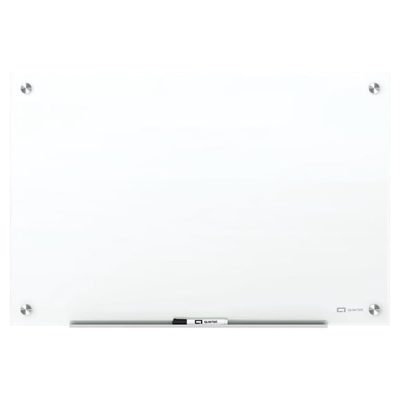Quartet Brilliance Glass Dry-Erase Board, 4’ x 4’, Includes Accessory Tray, Mounting Hardware, 2 Magnets and 1 Marker (G24848W), Brilliance White