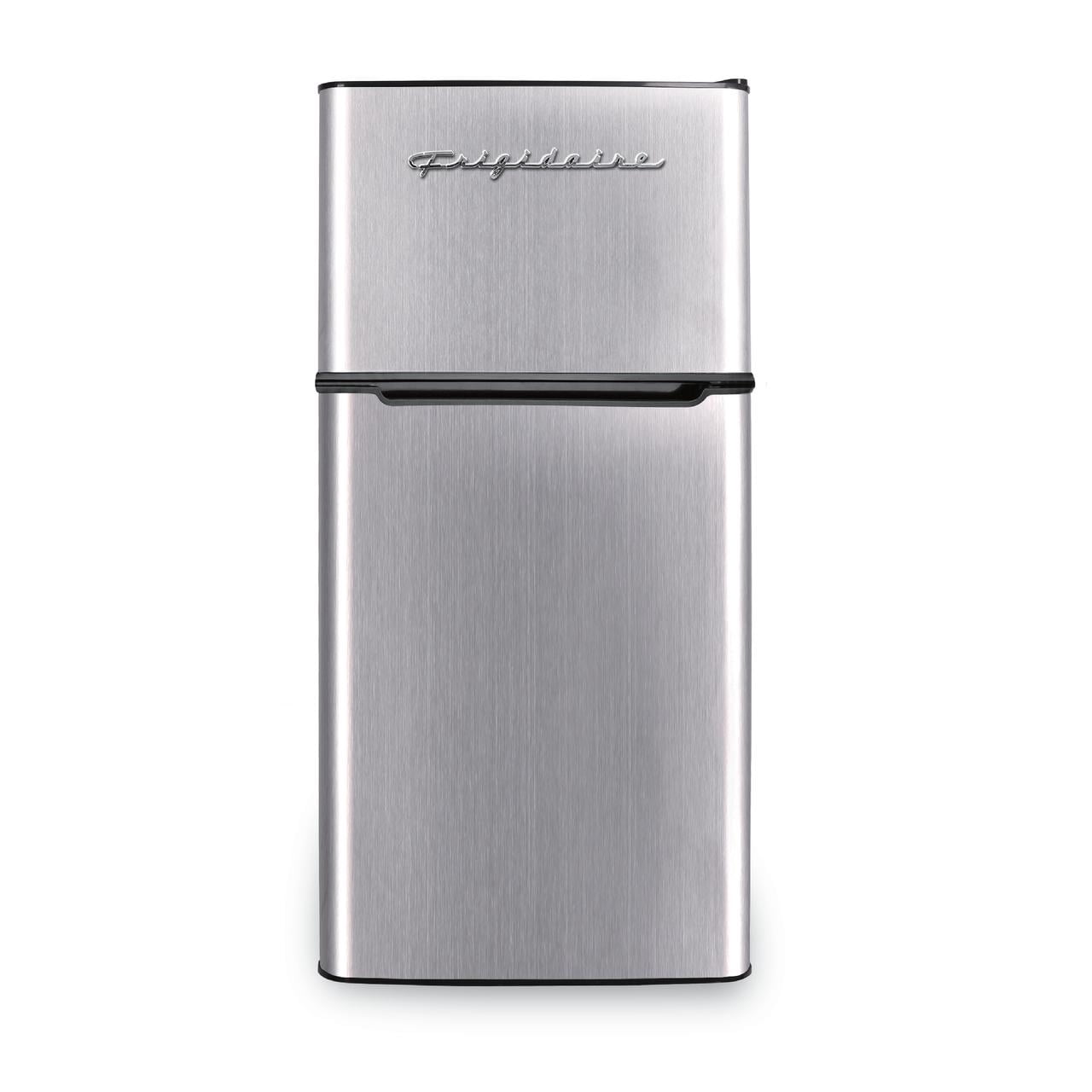 Frigidaire 4.5 Cu. ft. Compact Retro Refrigerator with Freezer Compartment, Top Mount Mini Fridge for Bedroom, Dorm, Office, Apartment, Platinum