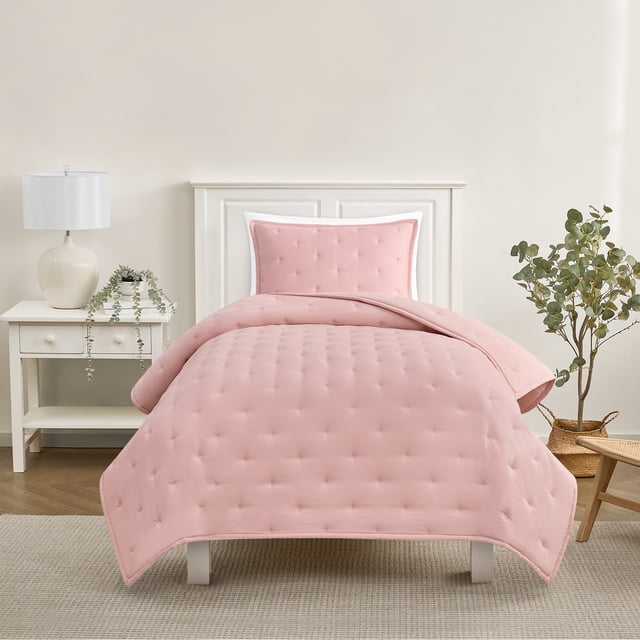 Mainstays Twin/Twin XL Comforter Set, Soft Lightweight & All Season, 2-Piece, Pink