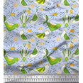 thumbnail image 1 of Soimoi Moss Georgette Fabric Floral & Bird Cartoon Printed Craft Fabric by The Yard 42 Inch Wide, 1 of 3