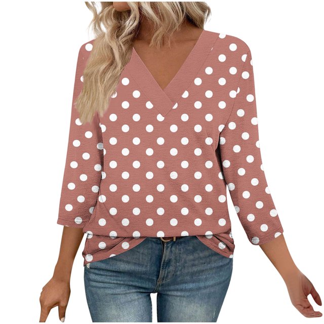 Fewfanhot Hauts pour Femmes à Manches 3/4, Mode d'Automne, Tunique à Col en V, Tenue de Bureau Décontractée, Chandail à Enfiler