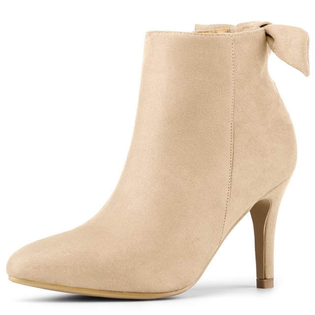 Unique Bargains Women's Pointed Toe Heel Side Ankle Stiletto Boots
