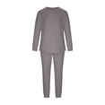 thumbnail image 4 of DPTALR Men Casual Solid Round Neck Pullover Sports Suit Long Sleeve Trousers Two-Piece Tracksuit, 4 of 8