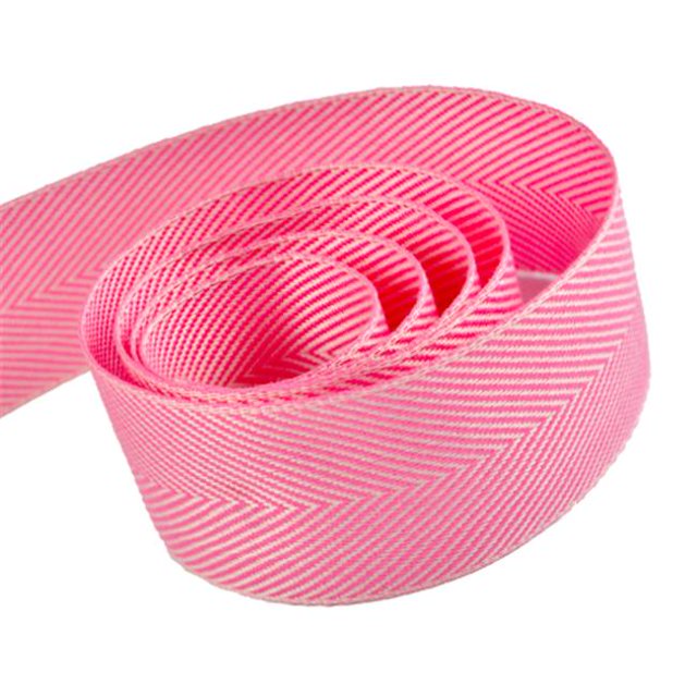 Papillon Ribbon & Bow R097015-38-0029-0150 1,5 Po. 50 Yards Ruban Chevron Charmant avec Bord Monofilament - Blanc & Rose
