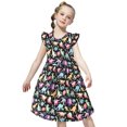 thumbnail image 4 of Robe d'Été pour Filles Tout-Petits Bébés Filles Mignonne Imprimé Dinosaure Multicolore Manches Volantes Robe, 4 of 9