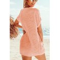 thumbnail image 3 of Women's Pink Loose Fit Pockets Short Sleeve Beach Cover Up, 3 of 15