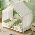 thumbnail image 3 of Noble house Montessori Floor Bed with Canopy, Full Bed Frame for Kids, White, 3 of 10