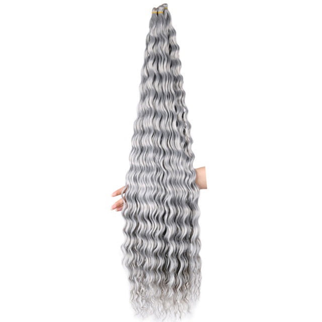 TFixol 30-Inch High-Temperature Fiber Crochet Hair Extensions for Women, Natural Grey Matte Finish, Tangle-Free & Lightweight for Everyday & Special Occasions