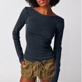 thumbnail image 2 of Pisexur Chandail pour Femmes Mode Chandails Tricotés à Col Rond Hauts à Manches Longues pour Femme Décontracté Léger Dos Échancré Hauts d'Automne Chandail Ajusté, 2 of 7