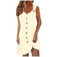thumbnail image 1 of Ovzne Robes d'Été pour Femmes 2025 Robe pour Femme Printemps et Été Vacances Bouton Col en V Robe à Bretelles Imprimée en Liquidation, 1 of 6