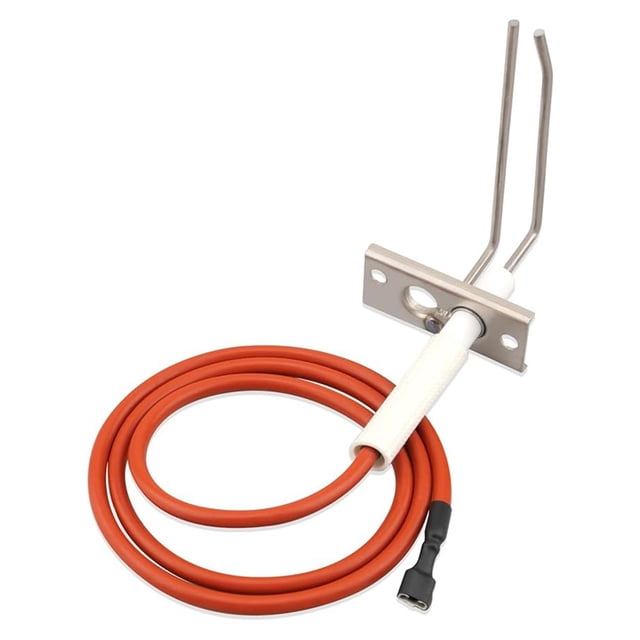 Mosiee 26541 Fireplace Ignitor for Heatilator & LP models, featuring a durable stainless steel and copper wire construction. Designed for compatibility with natural gas and propane fireplaces, including models like EZE, EZEL, G112HAE, and G360SE. The ignitor includes an orange insulated wire and a metal mounting plate, ensuring reliable and efficient ignition. Ideal as a direct replacement for part number 26541.