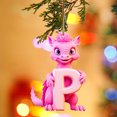 thumbnail image 3 of Fridja Personalized Dinosaur Christmas Ornament 26 Letters Hanging Pendant Ornaments 2024 Plastic Initial Monogram Xmas Tree Decorations with Hanging Rope Unique Customized Fun Gift for Kids, 3 of 3