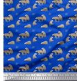 thumbnail image 1 of Soimoi Blue Poly Georgette Fabric Bear Animal Decor Fabric Printed Yard 42 Inch Wide, 1 of 3