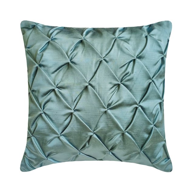 The HomeCentric Decorative Blue Pack of 2, 18"x18" (45x45 cm) Pillow Covers, Satin Textured & Pintucks Throw Pillows For Sofa, Solid Color Pattern Modern Style Easter - Blue Calm