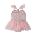 thumbnail image 1 of Xuewenshw Combinaison en Maille Unie d'Été pour Filles, Robe de Grimpe pour Enfants, Robe Évasée, 1 of 7
