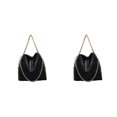 thumbnail image 4 of kurtrusly 1/2/3 Wide Application Convenient And Practical Chain Handbag For Women - Foldable Shoulder Bag Fashion PU Chain Shoulder Bag Black (gold chain) 2PCS, 4 of 6