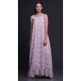 thumbnail image 4 of Bimba Robe de Nuit Imprimée Light Purple3 à Feuilles Florales et Primevère pour Femmes Longue à Bretelles Spaghetti Robe Maxi Vêtement de Nuit Grande, 4 of 5