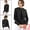 Black, variant on INSPIRE CHIC Women's Denim Jackets Button Down Peplum Hem Long Sleeves Cropped Jean Jackets Light Blue XL