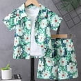 thumbnail image 2 of MIASHUI Toddler Boy Beach Outfit Set Summer Print Button Down Shirt Short Pants,Light Green,2-3 Years, 2 of 6