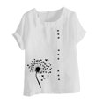 thumbnail image 4 of Jusqu'à 50 % de Rabais Horkkom Chemises à Manches Courtes pour Femmes Été Grande Taille Chemises en Lin Décontractées Col Rond Imprimé Floral Hauts Amples, 4 of 4